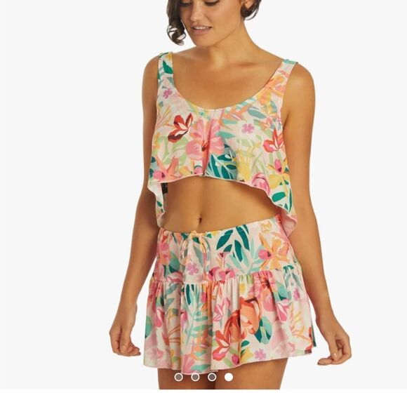 Hurley tip and mini skirt size XL black flower print NWT - Picture 1 of 11